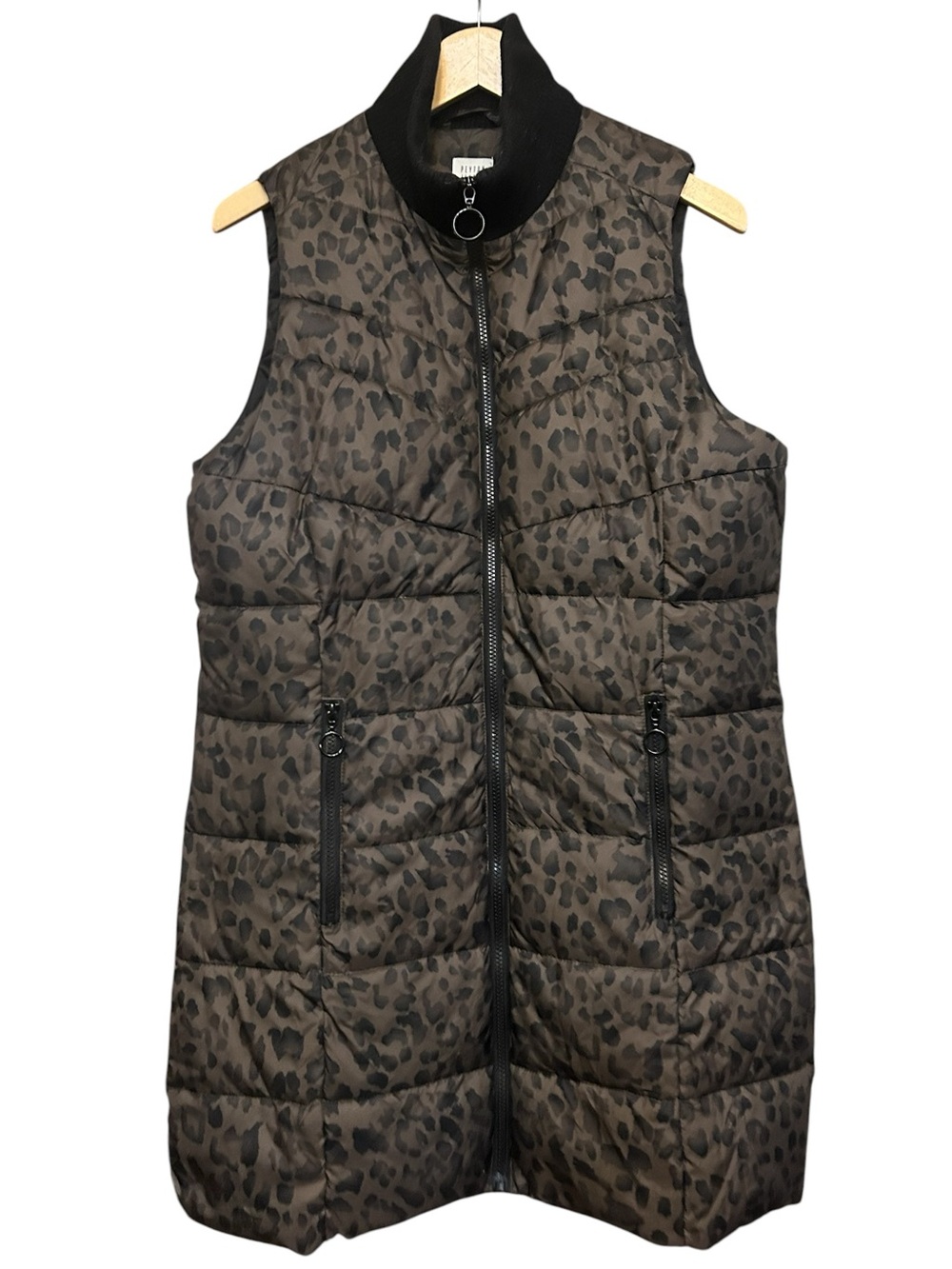 PEYTON JENSEN Leopard Animal Print Puffer Vest